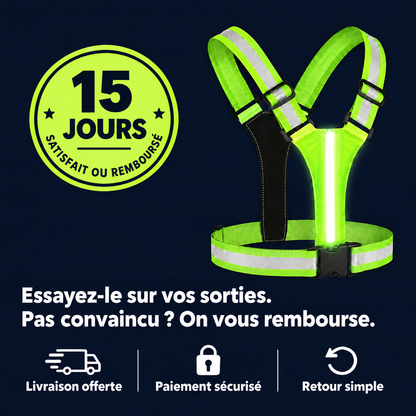 Garantie satisfait ou remboursé 15 jours sur le gilet LED Volyane
